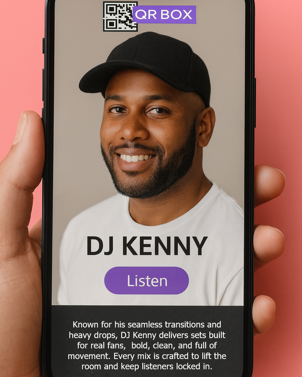 QR Box creator profile on mobile