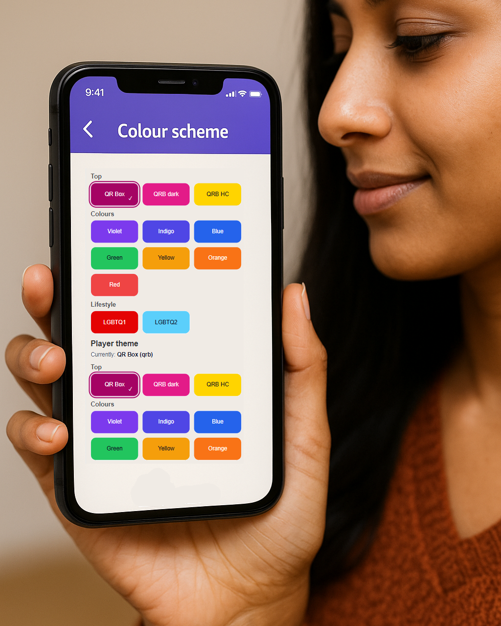 QR Box on a mobile screen